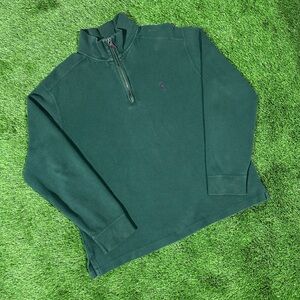 Vintage 1990s Polo Ralph Lauren Quarter Zip Forest Green - Size Large